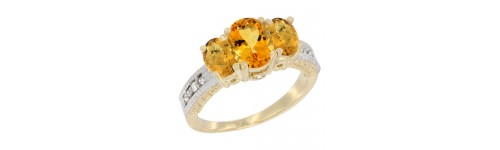 14k Yellow Gold 3-Stone Citrine Rings