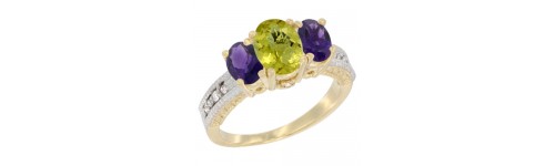 14k Yellow Gold 3-Stone Lemon Quartz Rings