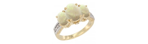 14k Yellow Gold 3-Stone White Opal Rings 14k Yellow Gold 3-Stone White Opal Rings