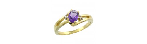 14k Yellow Gold Amethyst Rings