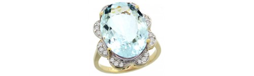 14k Yellow Gold Aquamarine Rings