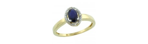 14k Yellow Gold Blue Sapphire Rings