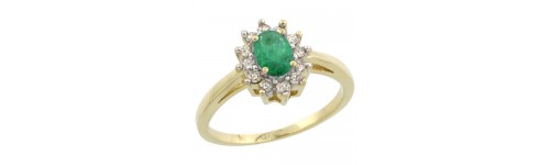 14k Yellow Gold Emerald Rings