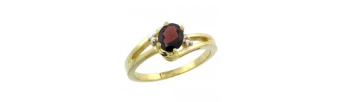 14k Yellow Gold Garnet Rings