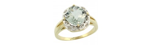 14k Yellow Gold Green Amethyst Rings 14k Yellow Gold Green Amethyst Rings