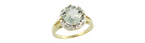 14k Yellow Gold Green Amethyst Rings