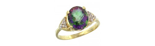 14k Yellow Gold Mystic Topaz Rings