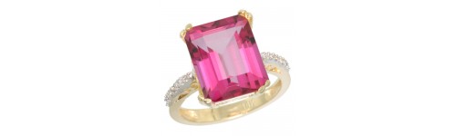 14k Yellow Gold Pink Topaz Rings