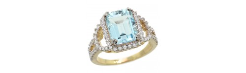 14k Yellow Gold Sky Blue Topaz Rings