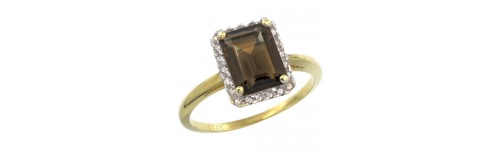 14k Yellow Gold Smoky Topaz Rings