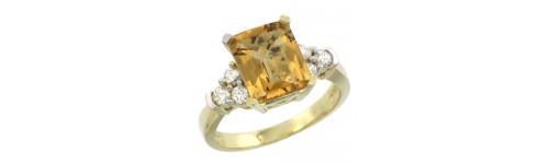 14k Yellow Gold Whisky Quartz Rings