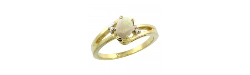 14k Yellow Gold White Opal Rings