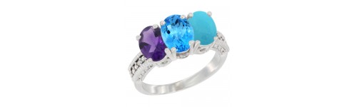 14k White Gold 3-Stone Rings 14k White Gold 3-Stone Rings