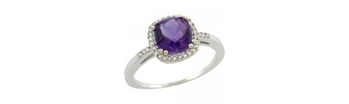 14k White Gold Color Gemstone Rings