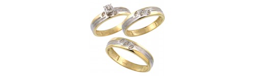 14k Yellow Gold Trio Rings