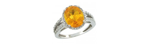 Citrine & Diamonds Silver Rings