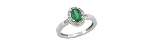 Emerald & Diamonds Silver Rings