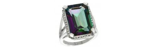 Mystic Topaz & Diamonds Silver Rings