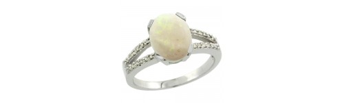 Opal & Diamonds Silver Rings