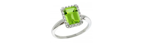 Peridot & Diamonds Silver Rings