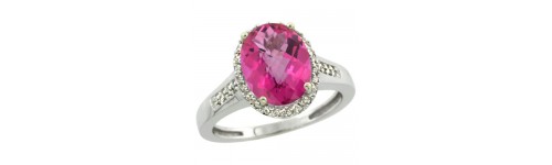 Pink Topaz & Diamonds Silver Rings Pink Topaz & Diamonds Silver Rings