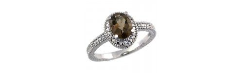 Smoky Topaz & Diamonds Silver Rings Smoky Topaz & Diamonds Silver Rings