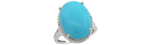 Turquoise & Diamonds Silver Rings