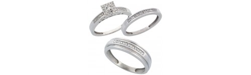 10k White Gold Trio Rings