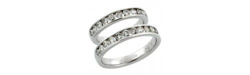 14k White Gold His & Hers Bands