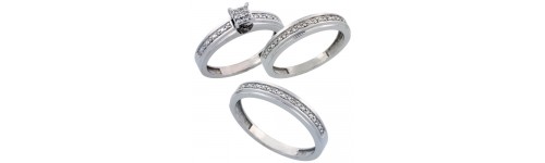 14k White Gold Trio Rings