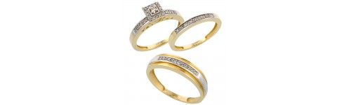 14k Yellow Gold Trio Rings