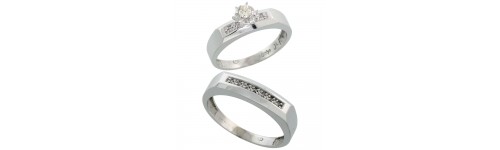 10k White Gold His & Hers Rings