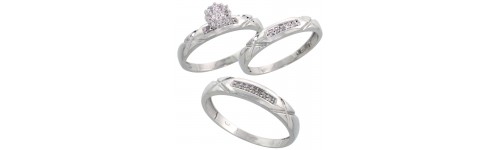 10k White Gold Trio Rings