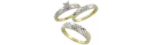 10k Yellow Gold Trio Rings