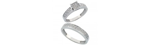 14k White Gold His & Hers Rings