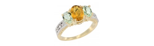 14k Yellow Gold 3-Stone Rings 14k Yellow Gold 3-Stone Rings