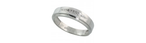 Men's Sterling Silver Diamond Bands