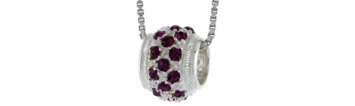 CZ Stone Silver Bead Charms