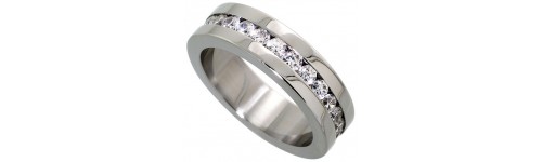 Stainless Steel Wedding Bands with CZ Stones Stainless Steel Wedding Bands with CZ Stones