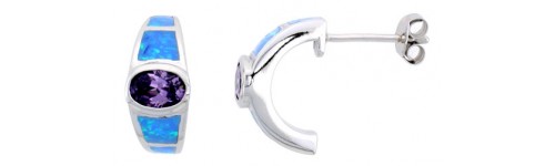 Sterling Silver Opal Earrings