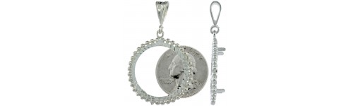Sterling Silver Coin Bezel Frame Pendants Sterling Silver Coin Bezel Frame Pendants