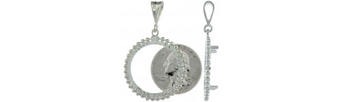 Sterling Silver Coin Bezel Frame Pendants