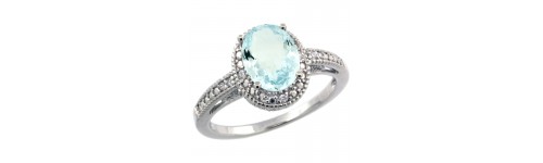 Aquamarine & Diamonds Silver Rings Aquamarine & Diamonds Silver Rings