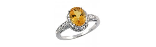 Citrine & Diamonds Silver Rings