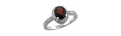 Garnet & Diamonds Silver Rings