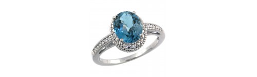 London Blue Topaz & Diamonds Silver Rings London Blue Topaz & Diamonds Silver Rings