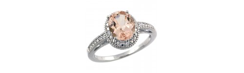 Morganite & Diamonds Silver Rings