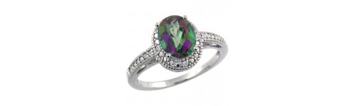 Mystic Topaz & Diamonds Silver Rings Mystic Topaz & Diamonds Silver Rings