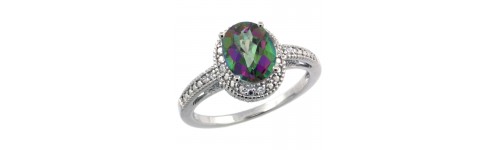 Mystic Topaz & Diamonds Silver Rings